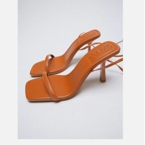 Zara Orange Leather Heels